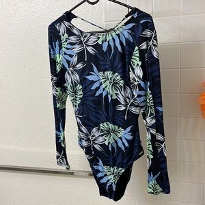 Roxy baby long sleeve indigo women’s size large onesie swimsuit